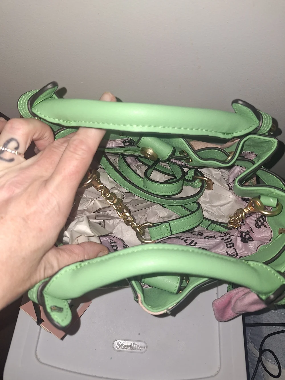 Juicy Couture Pink & Mint Green Bow-Accent Satchel Bag - Picture 6 of 8